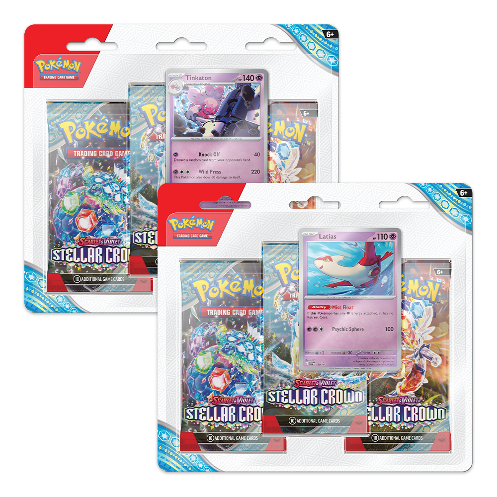 Pokémon TCG: Scarlet & Violet– Stellar Crown 3-Pack Booster Display Bundle – Latias & Tinkaton