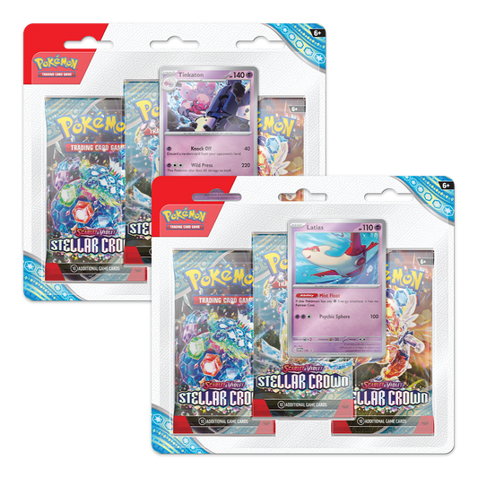 Pokémon TCG: Scarlet & Violet– Stellar Crown 3-Pack Booster Display Bundle – Latias & Tinkaton