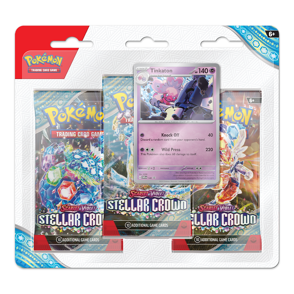 Pokémon TCG: Scarlet & Violet – Stellar Crown 3-Pack Booster Display – Tinkaton