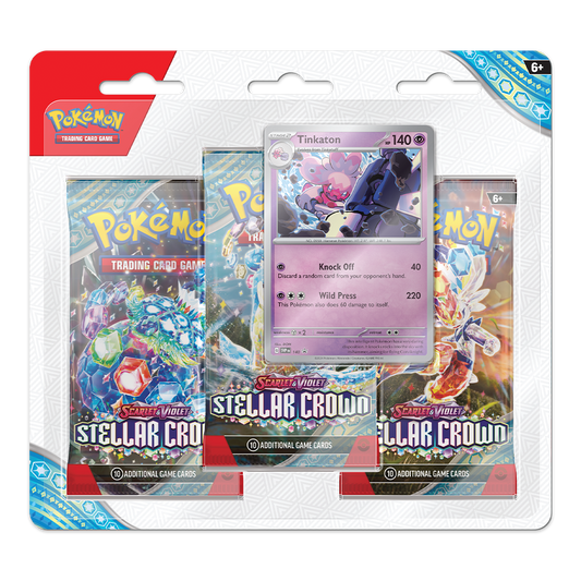 Pokémon TCG: Scarlet & Violet – Stellar Crown 3-Pack Booster Display – Tinkaton