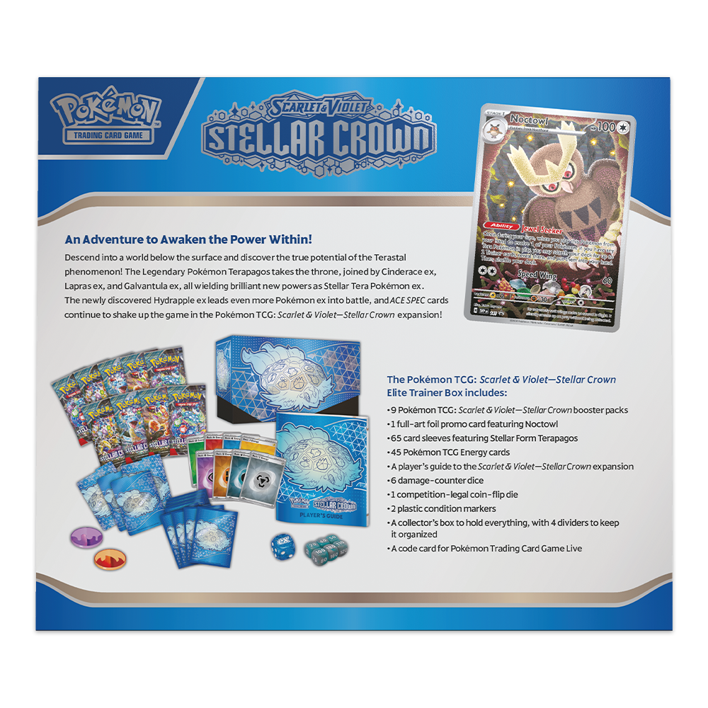 Pokémon TCG: Scarlet & Violet – Stellar Crown Elite Trainer Box Back