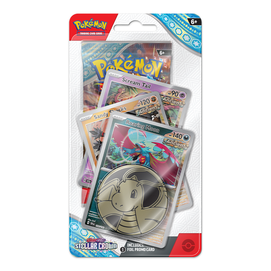 Pokémon TCG: Scarlet & Violet – Stellar Crown Premium Checklane Blister Display – Roaring Moon