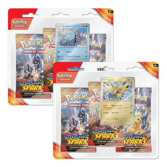 Pokémon TCG: Scarlet & Violet – Surging Sparks 3-Pack Booster Display Bundle – Zapdos & Quagsire