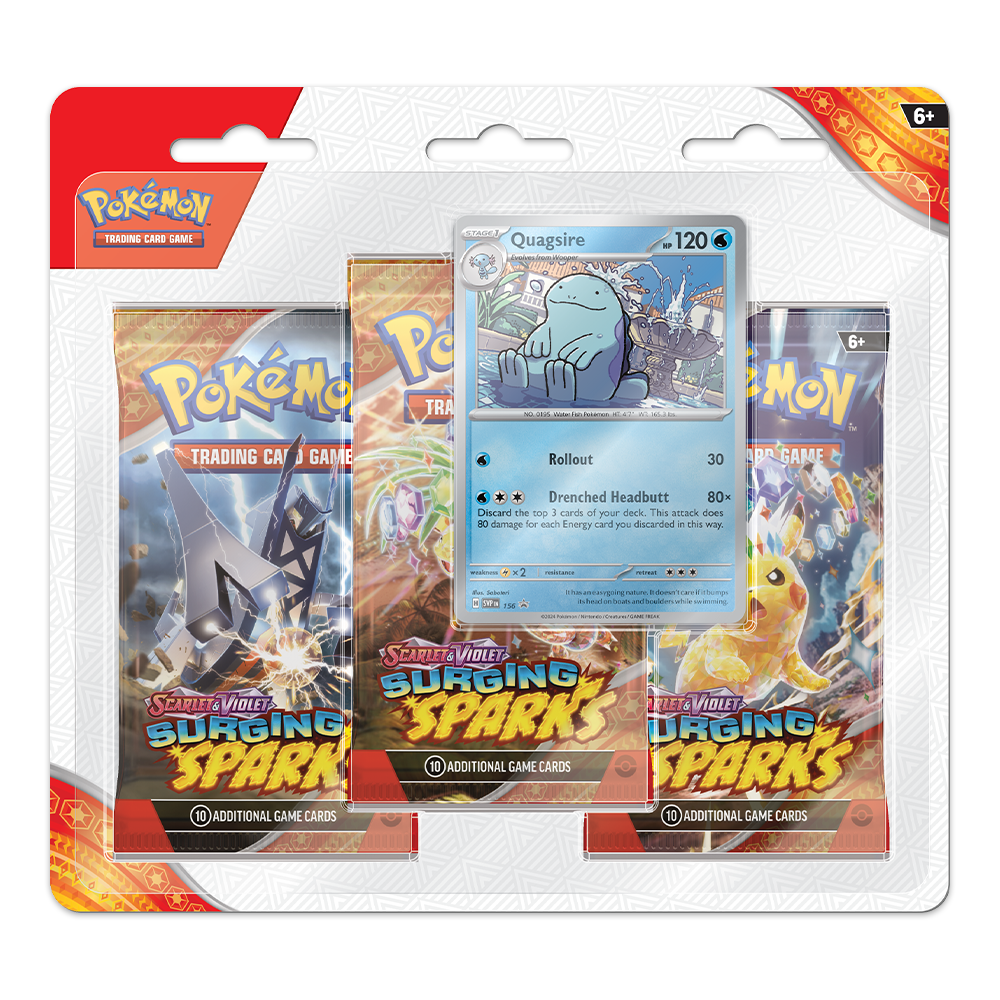 Pokémon TCG: Scarlet & Violet – Surging Sparks 3-Pack Booster Display – Quagsire