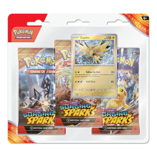 Pokémon TCG: Scarlet & Violet – Surging Sparks 3-Pack Booster Display – Zapdos