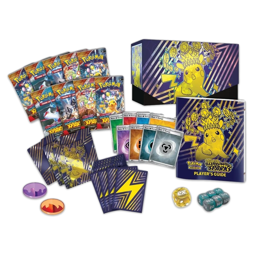 Pokémon TCG: Scarlet & Violet – Surging Sparks Elite Trainer Box Components