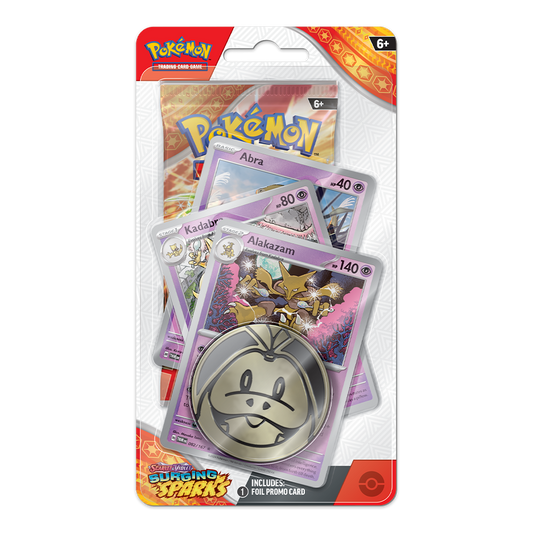 Pokémon TCG: Scarlet & Violet – Surging Sparks Premium Checklane Blister Display – Alakazam