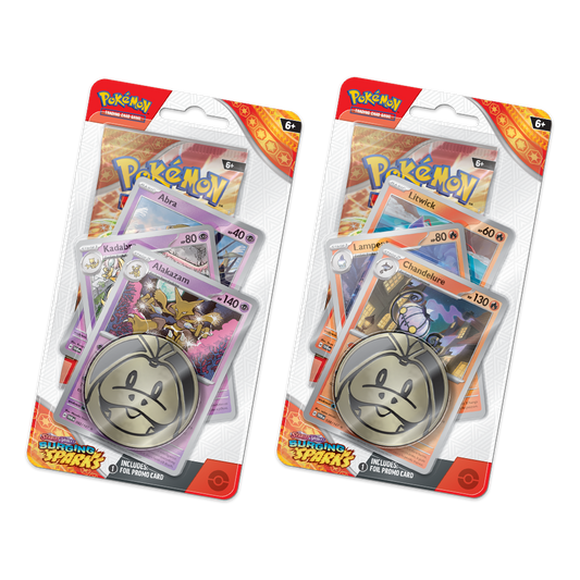 Pokémon TCG: Scarlet & Violet – Surging Sparks Premium Checklane Blister Display Bundle – Alakazam & Chandelure