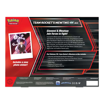 Pokémon TCG: Team Rocket's Mewtwo ex Box Back