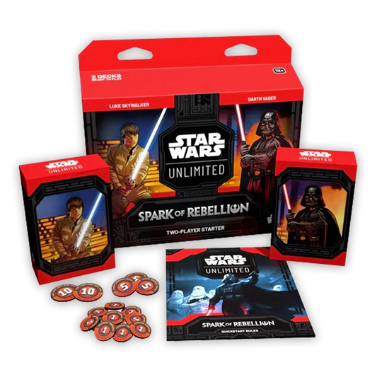 Star Wars: Unlimited – Spark of Rebellion Two-Player Starter - Luke Skywalker & Darth Vader Contents