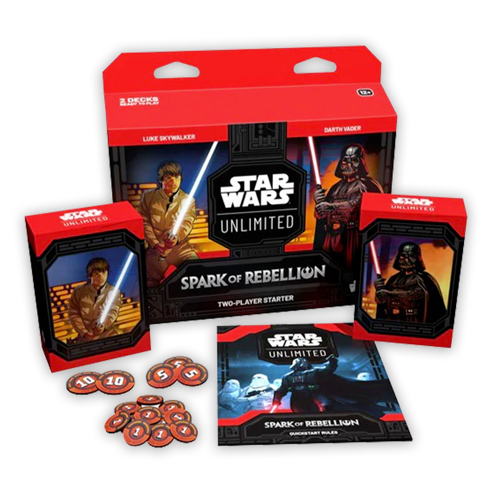 Star Wars: Unlimited – Spark of Rebellion Two-Player Starter - Luke Skywalker & Darth Vader Contents