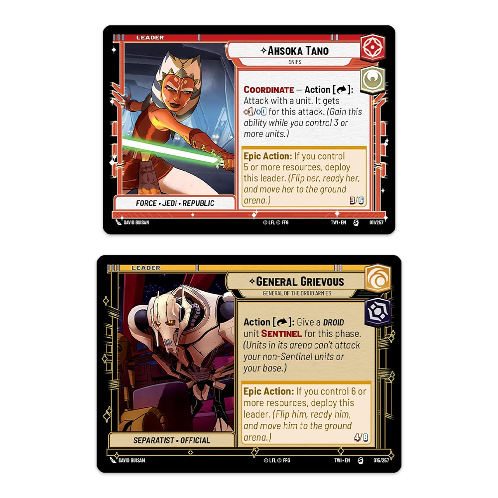 Star Wars: Unlimited – Twilight of the Republic Two-Player Starter Deck - Ahsoka Tano & General Grievous Leader Cards