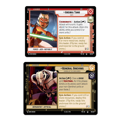 Star Wars: Unlimited – Twilight of the Republic Two-Player Starter Deck - Ahsoka Tano & General Grievous Leader Cards