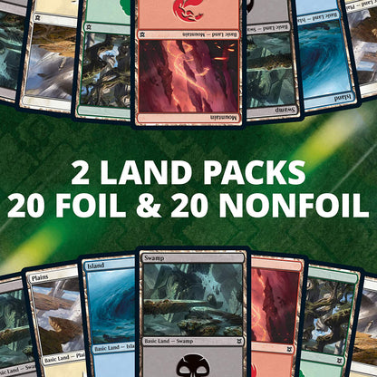 Magic The Gathering MTG 2 land packs 20 foil and 20 non foil