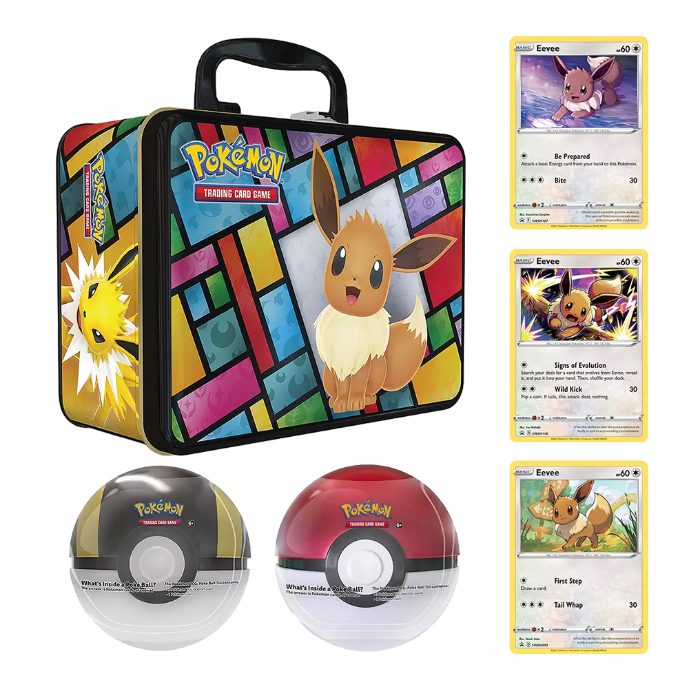 Pokémon Collectors Chest with 2 Poke Balls & 3 Eevee Promo Cards 3-Pack
