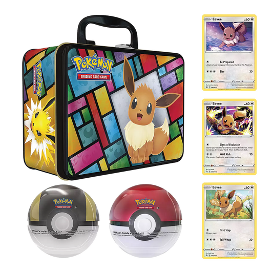 Pokémon Collectors Chest with 2 Poke Balls & 3 Eevee Promo Cards 3-Pack