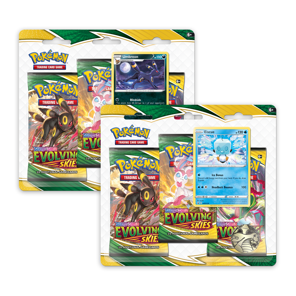 Pokémon TCG: Sword and Shield 7– Evolving Skies 3-Pack Booster Display Umbreon & Eiscue