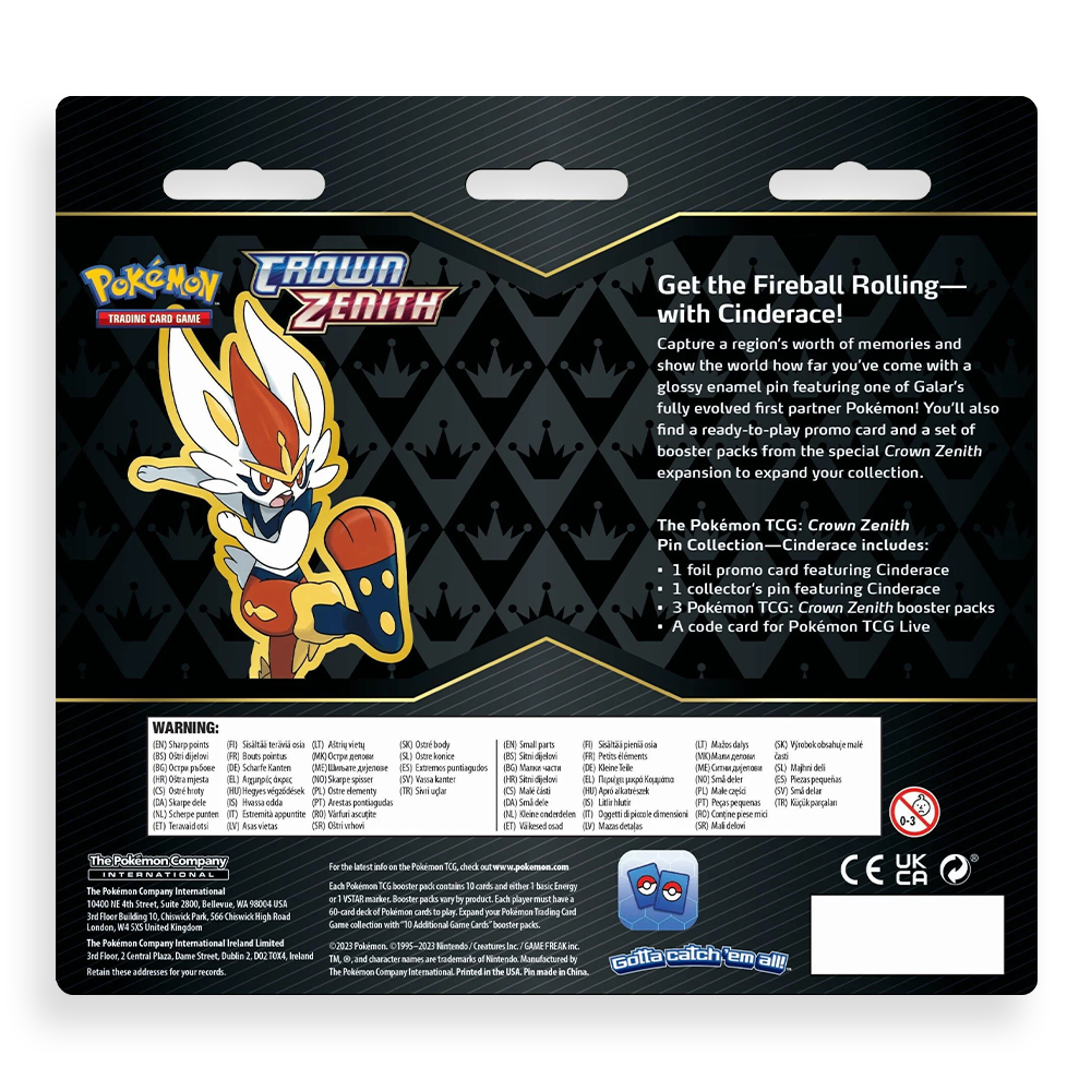 Pokémon TCG: Crown Zenith Pin Collection – Cinderace – Eclipse Cards