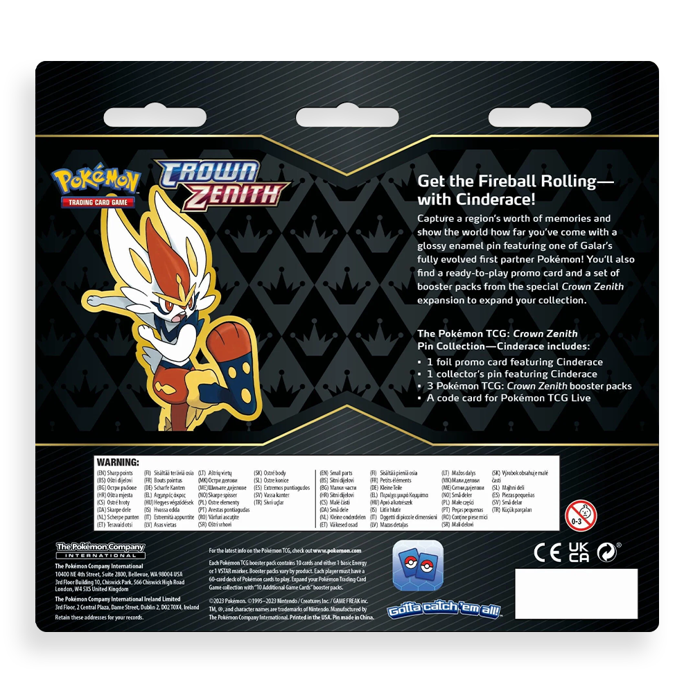 Pokémon TCG: Crown Zenith Pin Collection – Cinderace Back