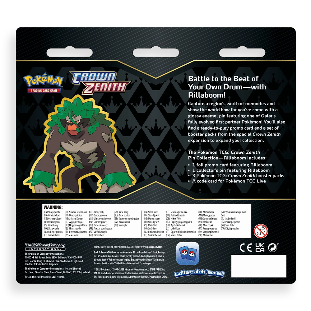 Pokémon TCG: Crown Zenith Pin Collection – Rillaboom Back