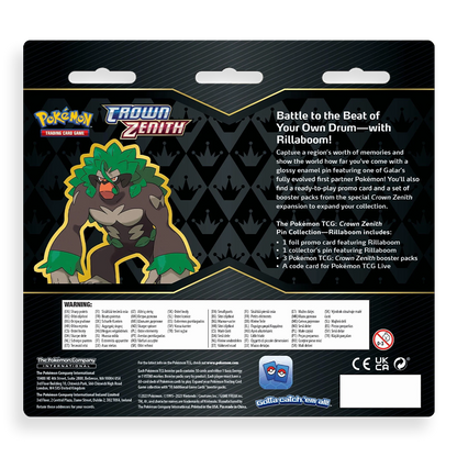 Pokémon TCG: Crown Zenith Pin Collection – Rillaboom Back