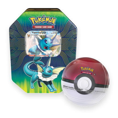 Pokémon TCG: Elemental Power Tin - Vaporeon-GX & Poké Ball Tin (2-pack bundle)