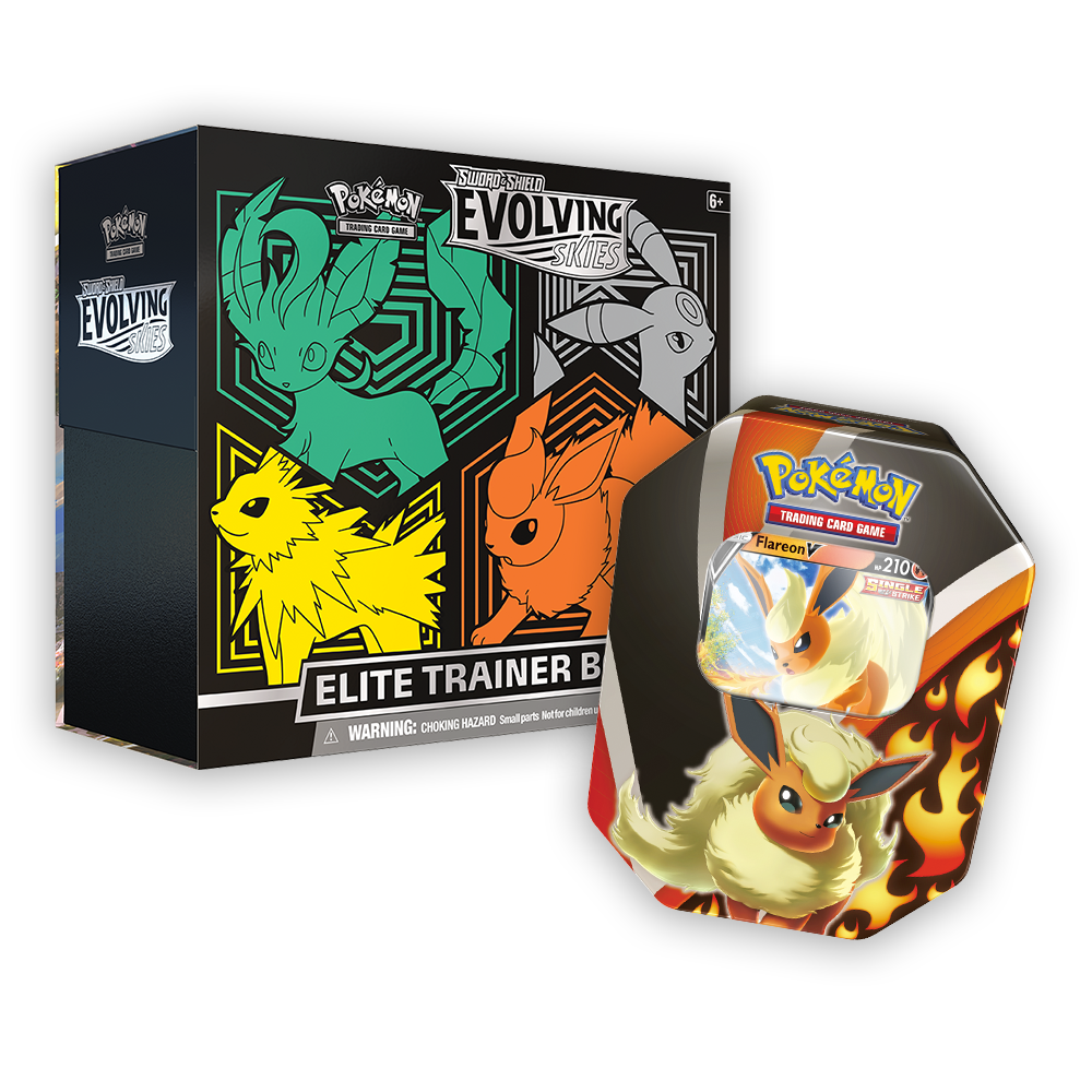 Pokémon TCG: Sword & Shield – Evolving Skies Elite Trainer Box & Eevee Evolutions Tin Bundle - Green / Flareon