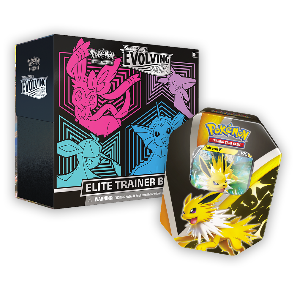 Pokémon TCG: Sword & Shield – Evolving Skies Elite Trainer Box & Eevee Evolutions Tin Bundle - Pink / Jolteon