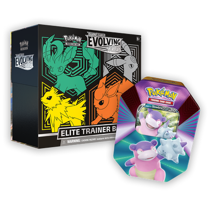 Pokémon TCG: Sword & Shield – Evolving Skies Elite Trainer Box & V Forces Tin Bundle - Green / Galarian Slowbro