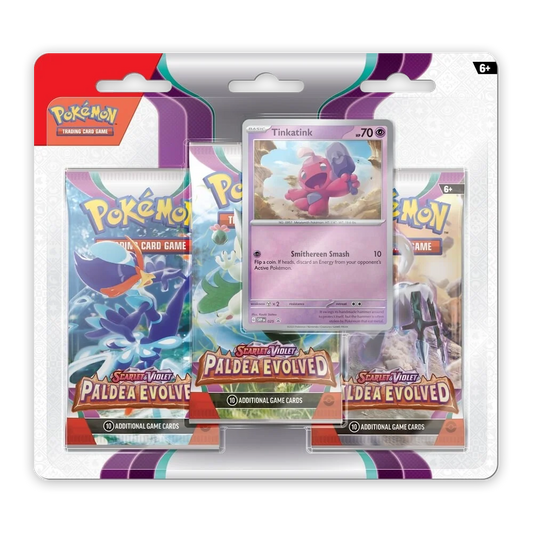 Pokémon TCG: Scarlet & Violet – Paldea Evolved 3-Pack Booster Display – Tinkatink