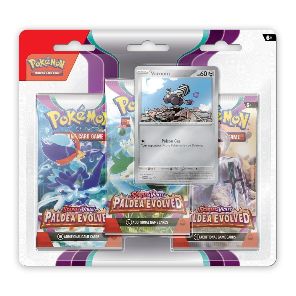 Pokémon TCG: Scarlet & Violet – Paldea Evolved 3-Pack Booster Display – Varoom 