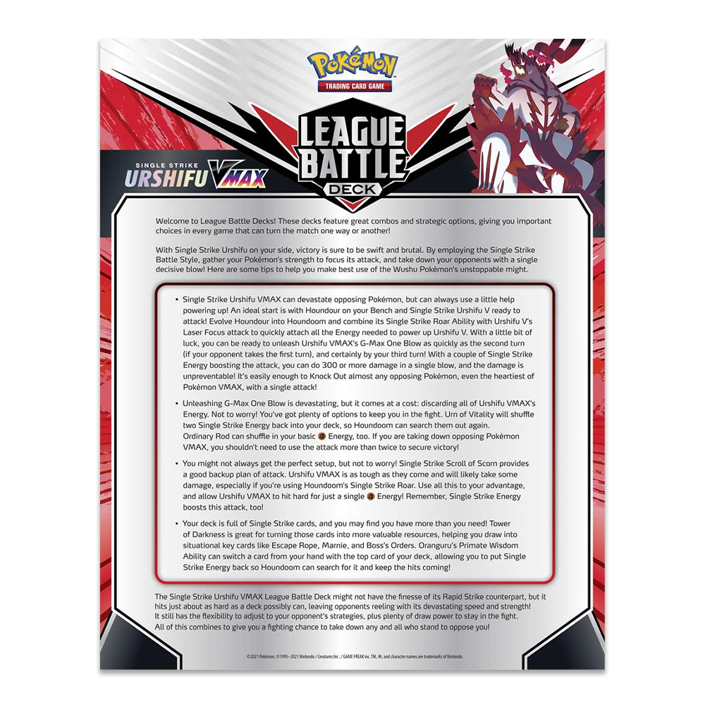 Pokémon TCG: Single Strike Urshifu VMAX League Battle Deck Back