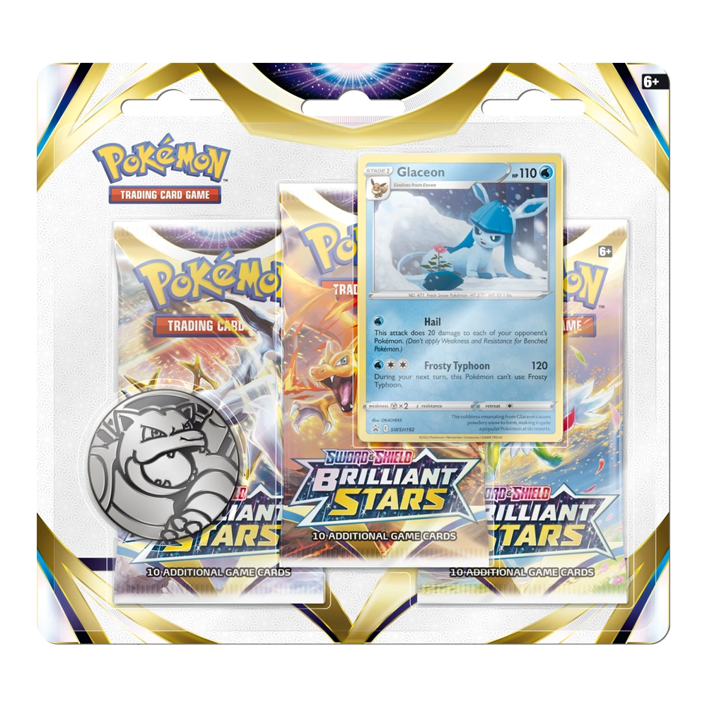 Pokémon TCG: Sword & Shield – Brilliant Stars 3-Pack Booster Display - Glaceon