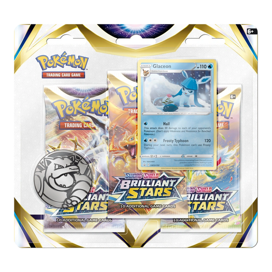 Pokémon TCG: Sword & Shield – Brilliant Stars 3-Pack Booster Display - Glaceon