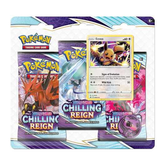 Pokemon TCG: Sword & Shield - Chilling Reign 3-Pack Booster Display - Eevee