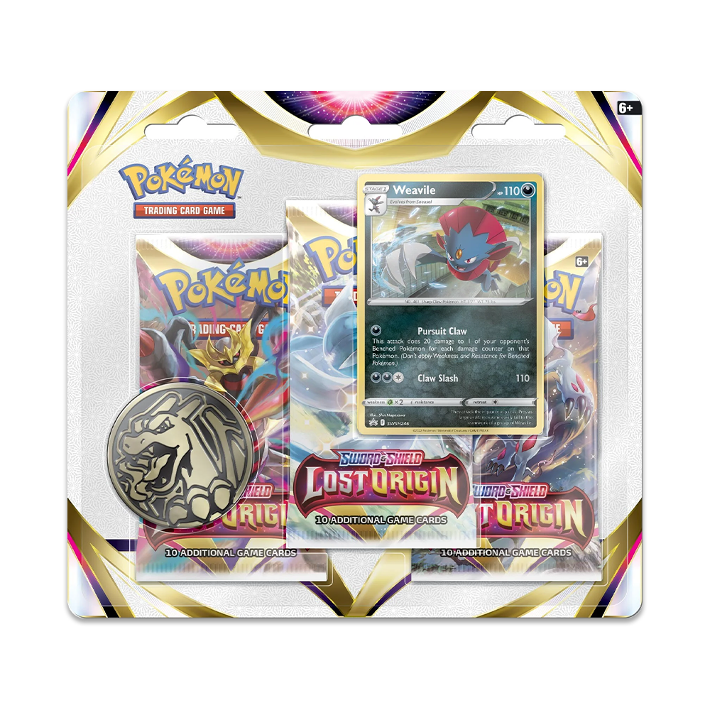 Pokémon TCG: Sword & Shield – Lost Origin 3-Pack Booster Display - Weavile