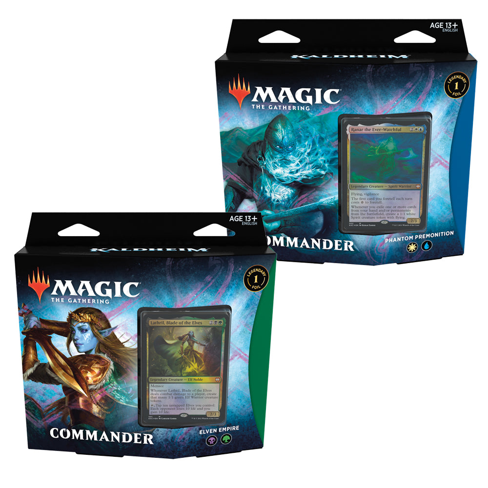 Magic The Gathering Kaldheim Commander Decks Bundle Elven Empire / Phantom Premonition Side Front